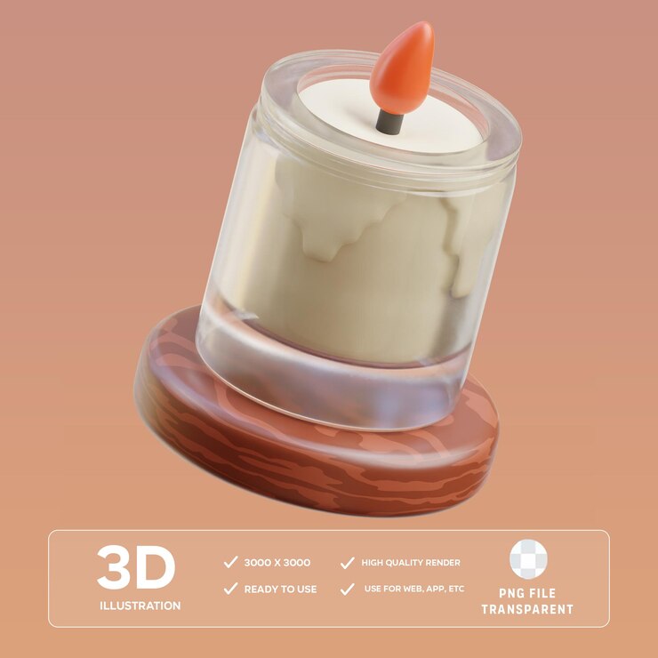 PSD 아로마 테라피 불 3d 일러스트레이션
