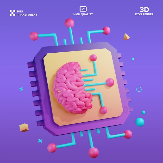 PSD artificial intelligence chip 3D Illustration