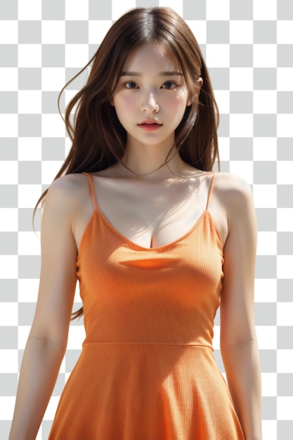 Psd asian sexy woman isolated on transparent background