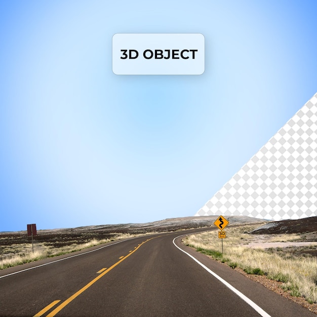 PSD アスファルト道路 青い空の下 PNG 透明な背景