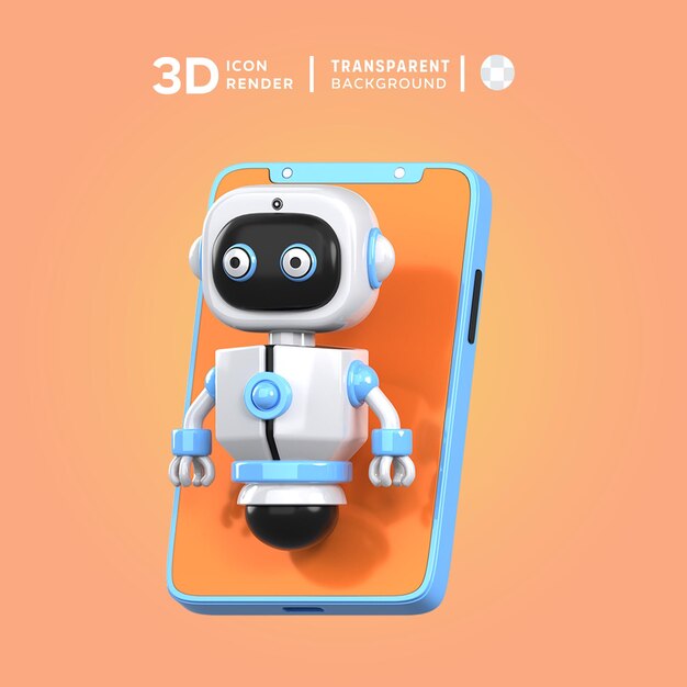 PSD 3d-иллюстрация робота-помощника psd
