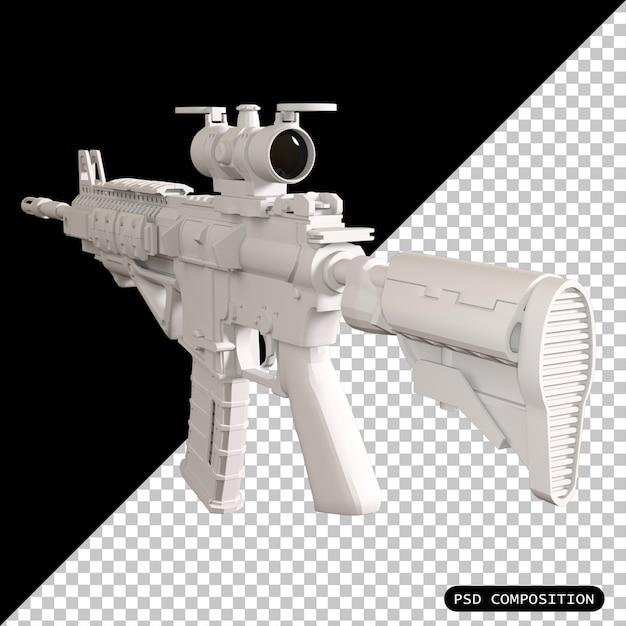 PSD psd assullt riffle weapon 3d render illustrazione isolata