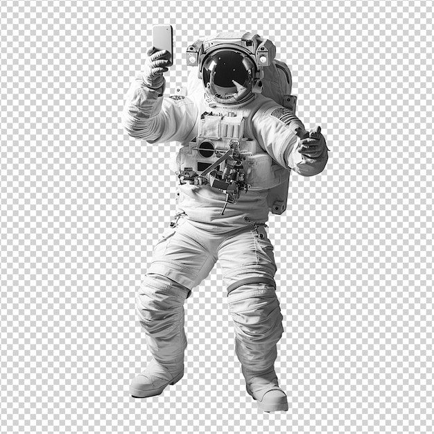 Psd astronaut in een ruimtepak geïsoleerd op een witte of transparante achtergrond png