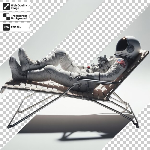 PSD psd astronaut lies on a beach bed on transparent background with editable mask layer