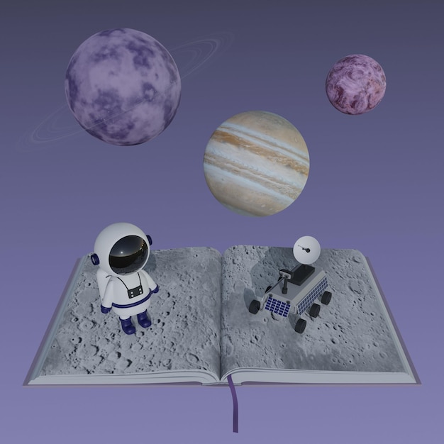 Illustrazione di rendering 3d del concetto di astronomia psd