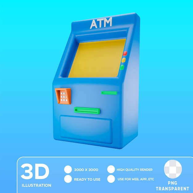 PSD psd atm 기계 3d 일러스트레이션