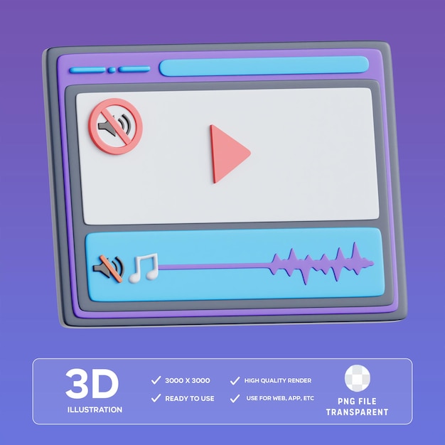 PSD Audio Remover 3D-illustratie