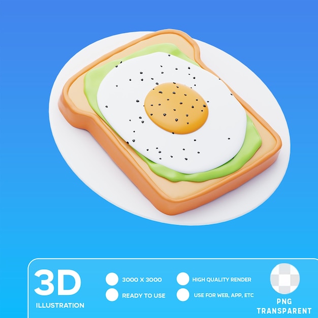 PSD psd avocado toast 3d illustration