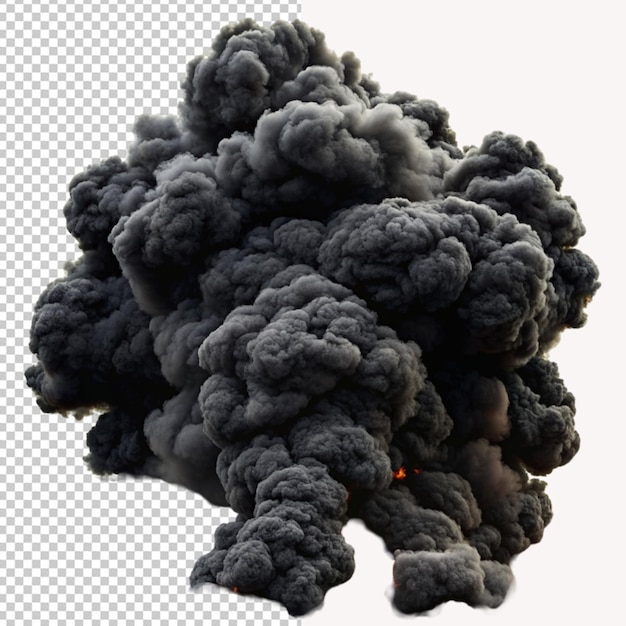 PSD psd of a awful black smoke with big flames on transparent background