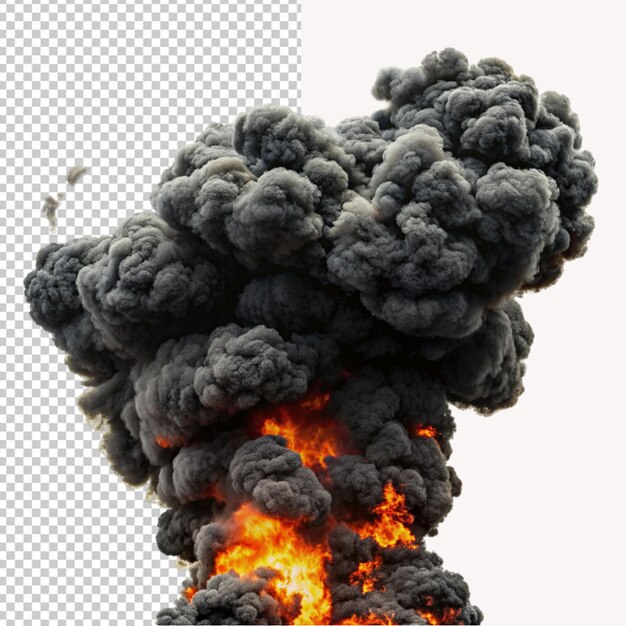 PSD psd of a awful black smoke with big flames on transparent background