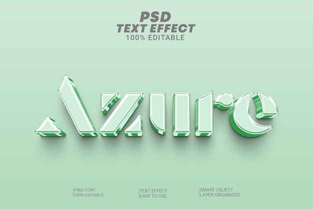 Psd azure 3d text effect style