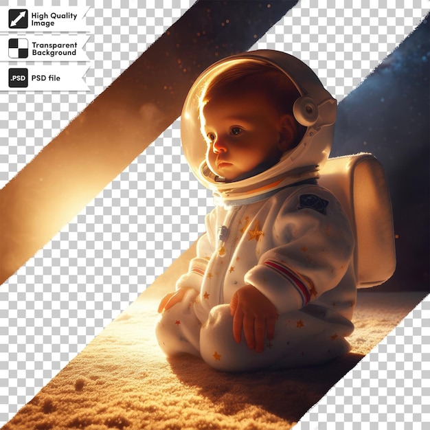 PSD psd baby in astronaut clothing on transparent background