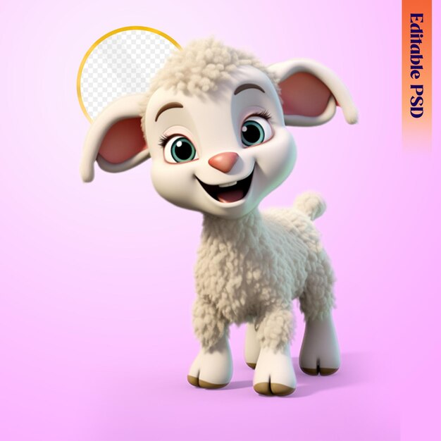 Psd baby cute lamb personage 3d render