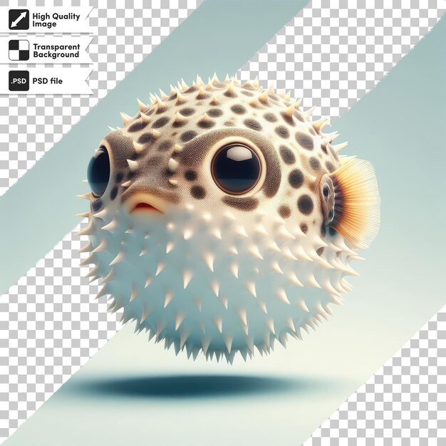 PSD psd baby puffer fish na przezroczystym tle z edytowalną warstwą maski