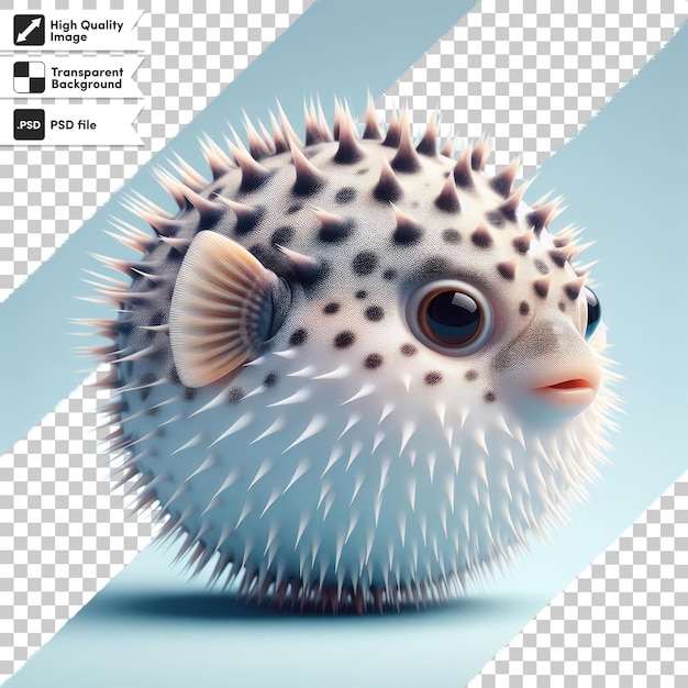 Psd baby puffer fish on transparent background with editable mask layer