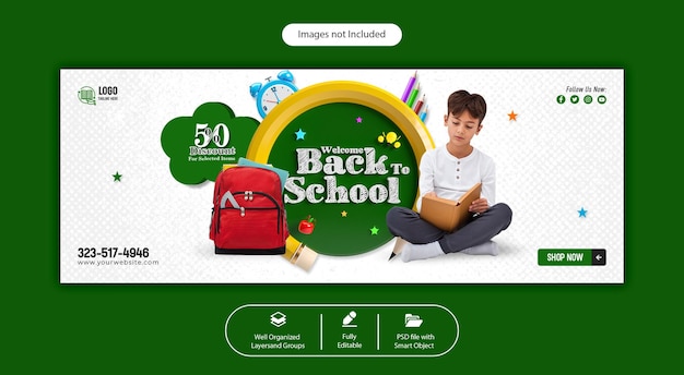 Psd back to school facebook cover banner template