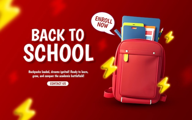 Psd back to school landig page template