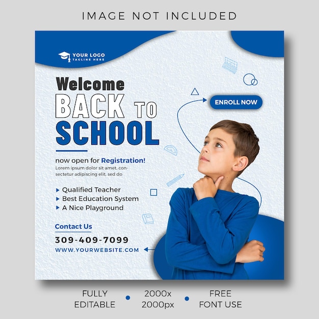 Psd back to school social media post banner template
