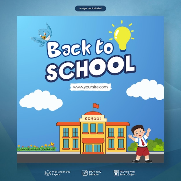 Psd back to school social media post design template