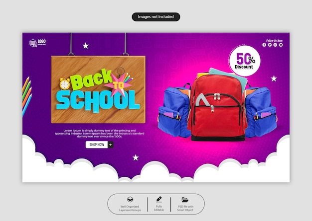 PSD psd back to school web banner template