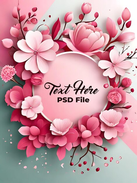 PSD psd background design spring greeting fresh bloom flowers holiday season wedding celebration