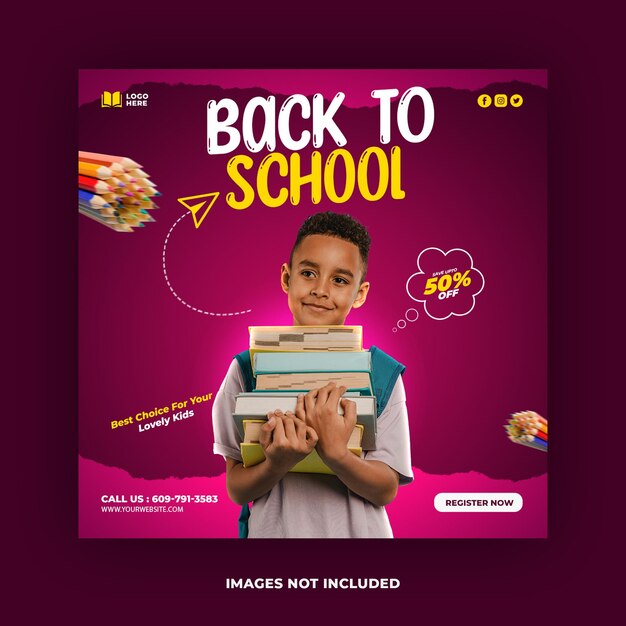 PSD psd backtoschool social media post banner template