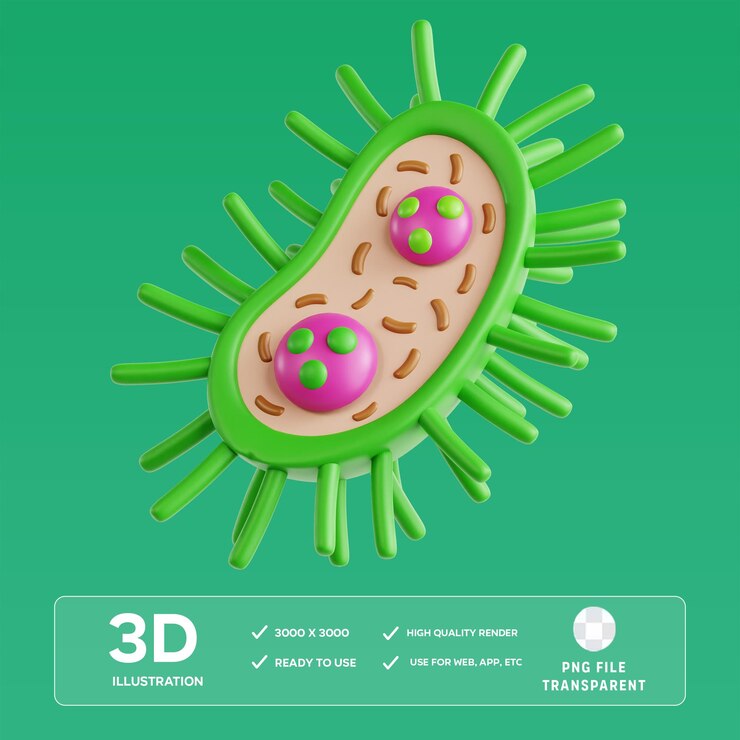 PSD psd bacteria 3d illustration