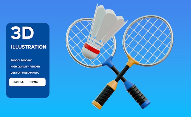 PSD Badminton 3D Ilustracja ikony