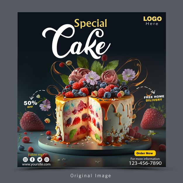 Psd bakery shop social media post