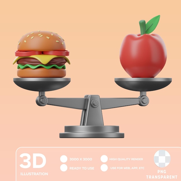 PSD psd balanced diet 3d illustration