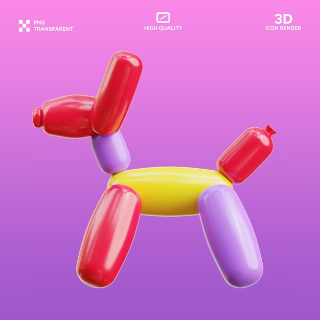 PSD Ballons Dog 3D Ilustracja
