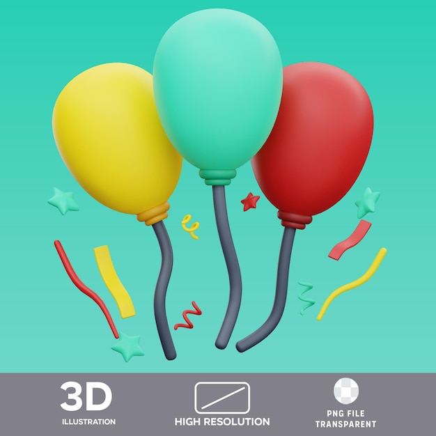 PSD Balloons 3D Illustration