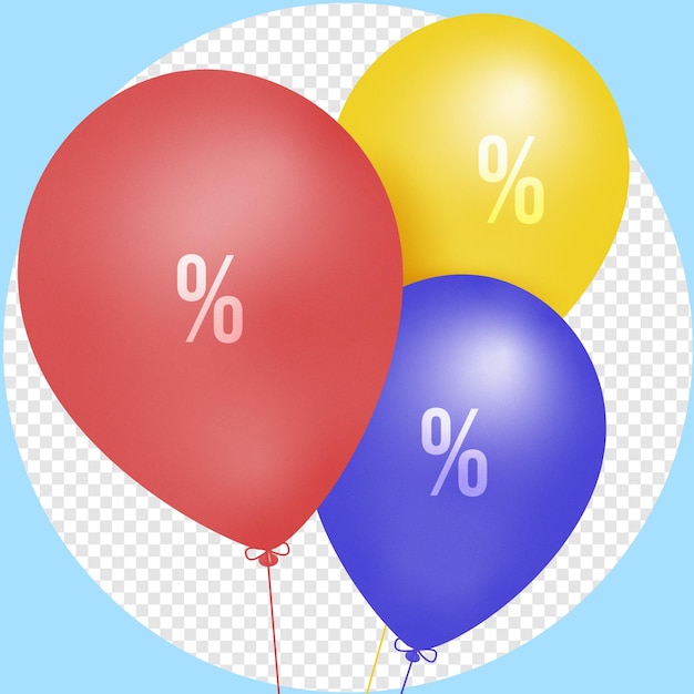 PSD balloons mockup percent discount sale