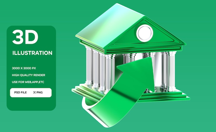 PSD psd bank transfer 3d icon illustration