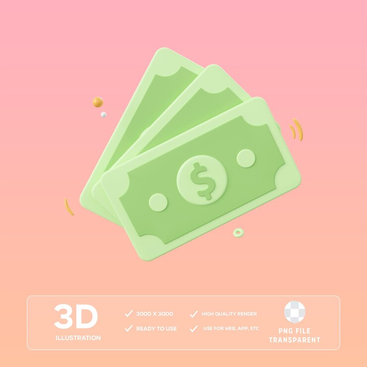 PSD psd 지폐 3d 일러스트레이션