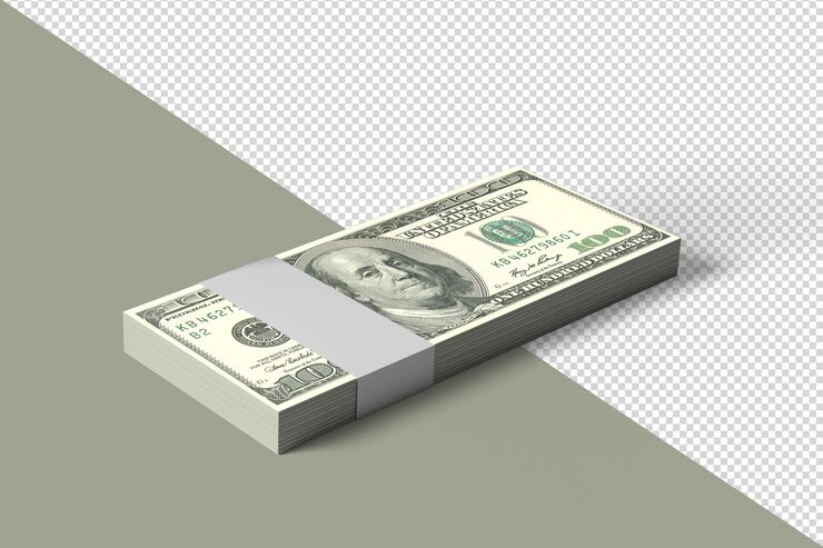 PSD banknotes of one hundred dollars realistic money isolated