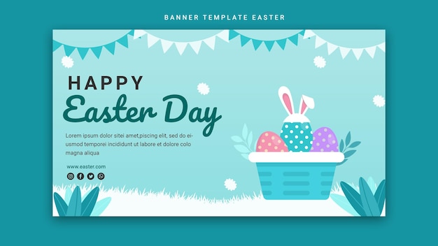 PSD psd a banner for a easter day with a basket and bunny ears