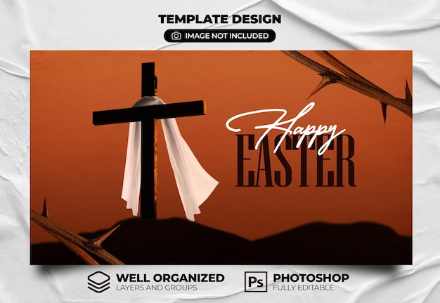 PSD psd banner happy easter for christianity in portuguese