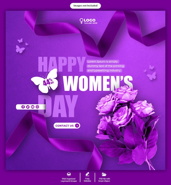 PSD psd-banner sociale media gelukkige vrouwendag sjabloon 8 maart