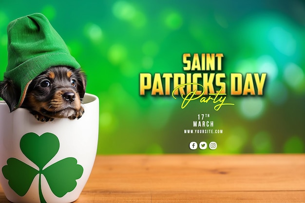 Psd banner template happy stpatricks day background