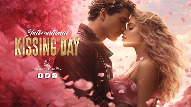 Psd banner template theme for international kissing day event