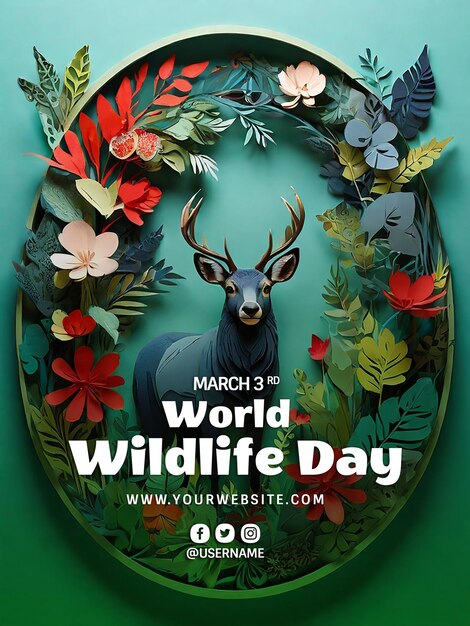 PSD template di banner psd per l'evento della giornata mondiale della vita selvatica