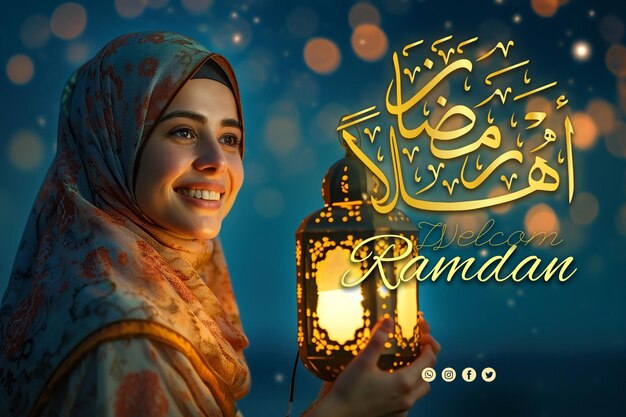 PSD psd banner welcome ramadan a luxurious ramadan kareem arabic islamic typography design