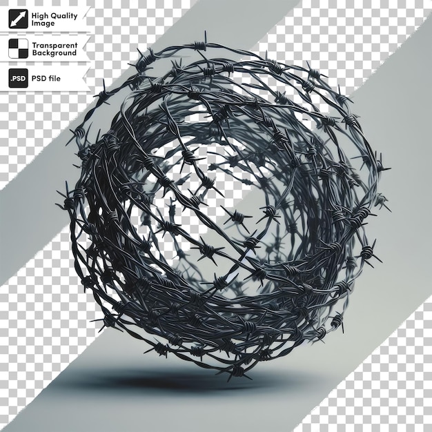 PSD barbed wire on transparent background with editable mask layer