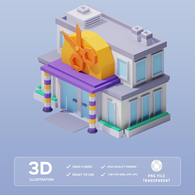 PSD Barber Shop 3D-illustratie
