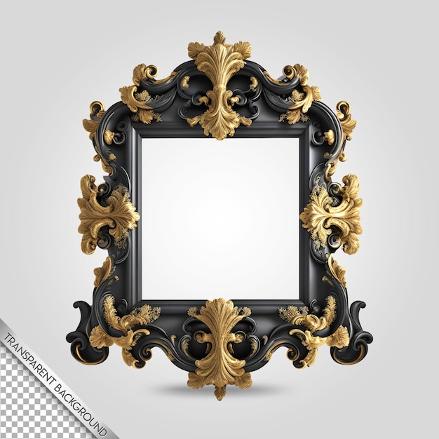 PSD psd barok frame zwart goud transparante achtergrond