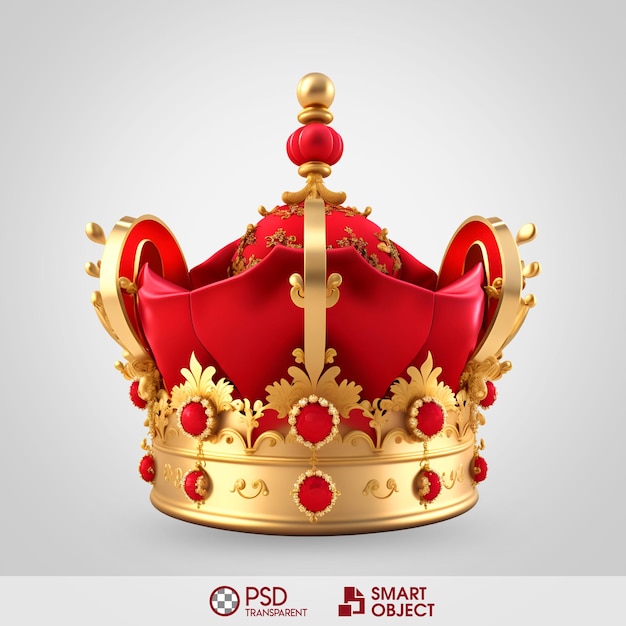 Psd baroque crown red gold transparante achtergrond
