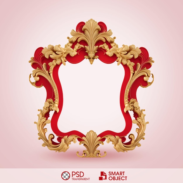 PSD psd baroque frame red gold transparent background