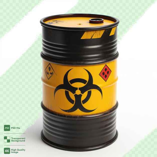 PSD psd barrel with radioactive sign transparent background