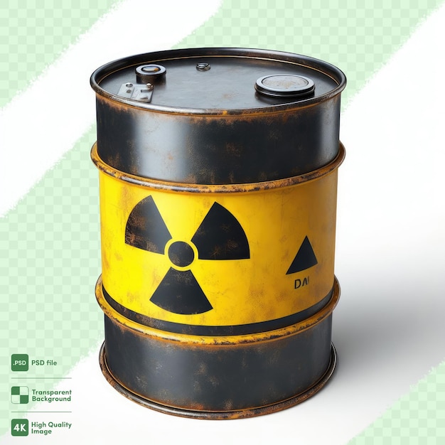 Psd barrel with radioactive sign transparent background